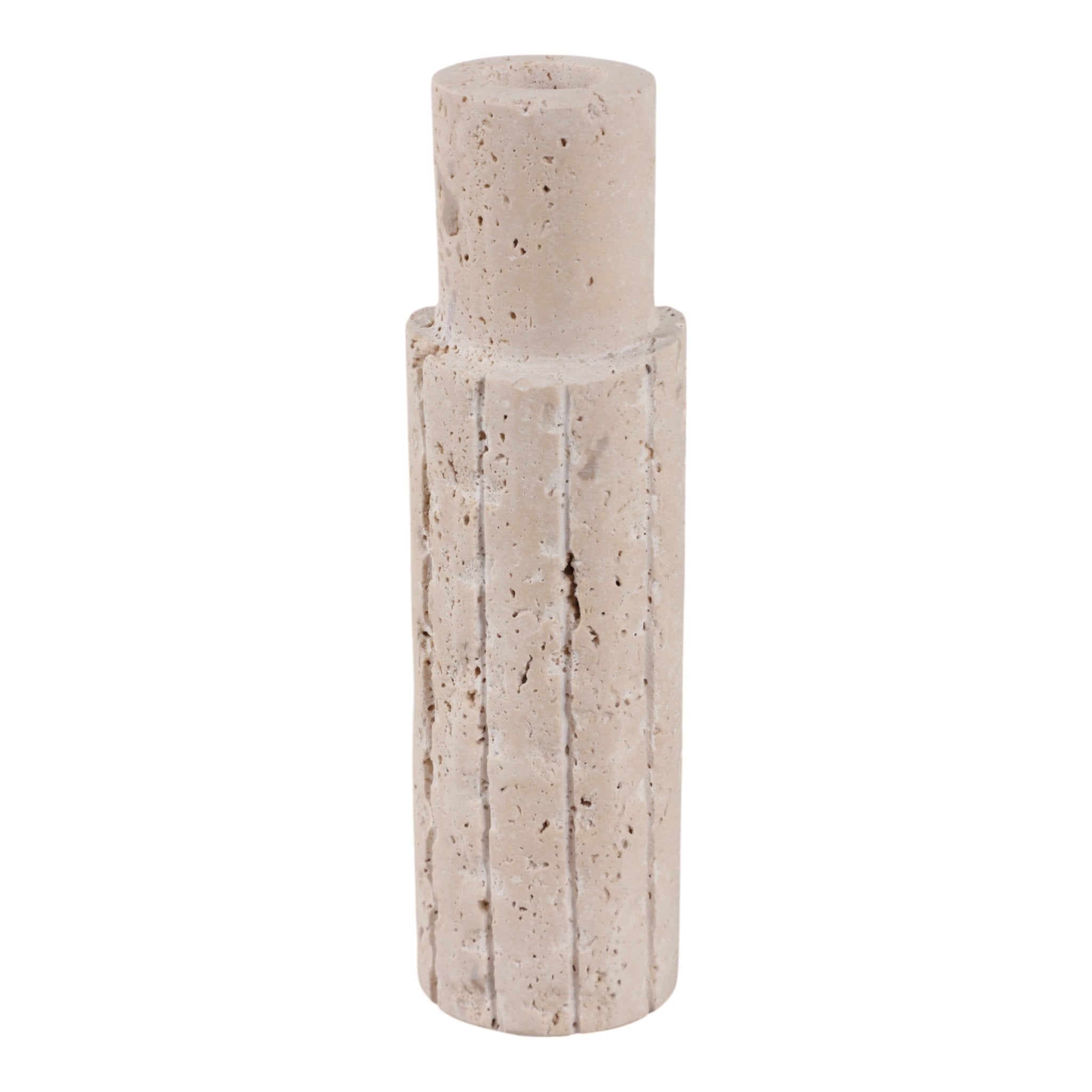 7X2" RAW EDGE TRAVERTINE TAPER HOLDER, TAN Candle Holders| Sagebrook Home