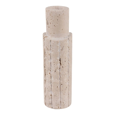 7X2" RAW EDGE TRAVERTINE TAPER HOLDER, TAN - Al Rugaib Furniture