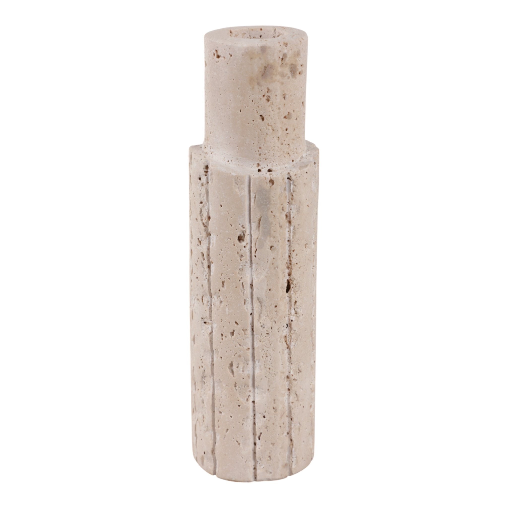 7X2" RAW EDGE TRAVERTINE TAPER HOLDER, TAN Candle Holders| Sagebrook Home
