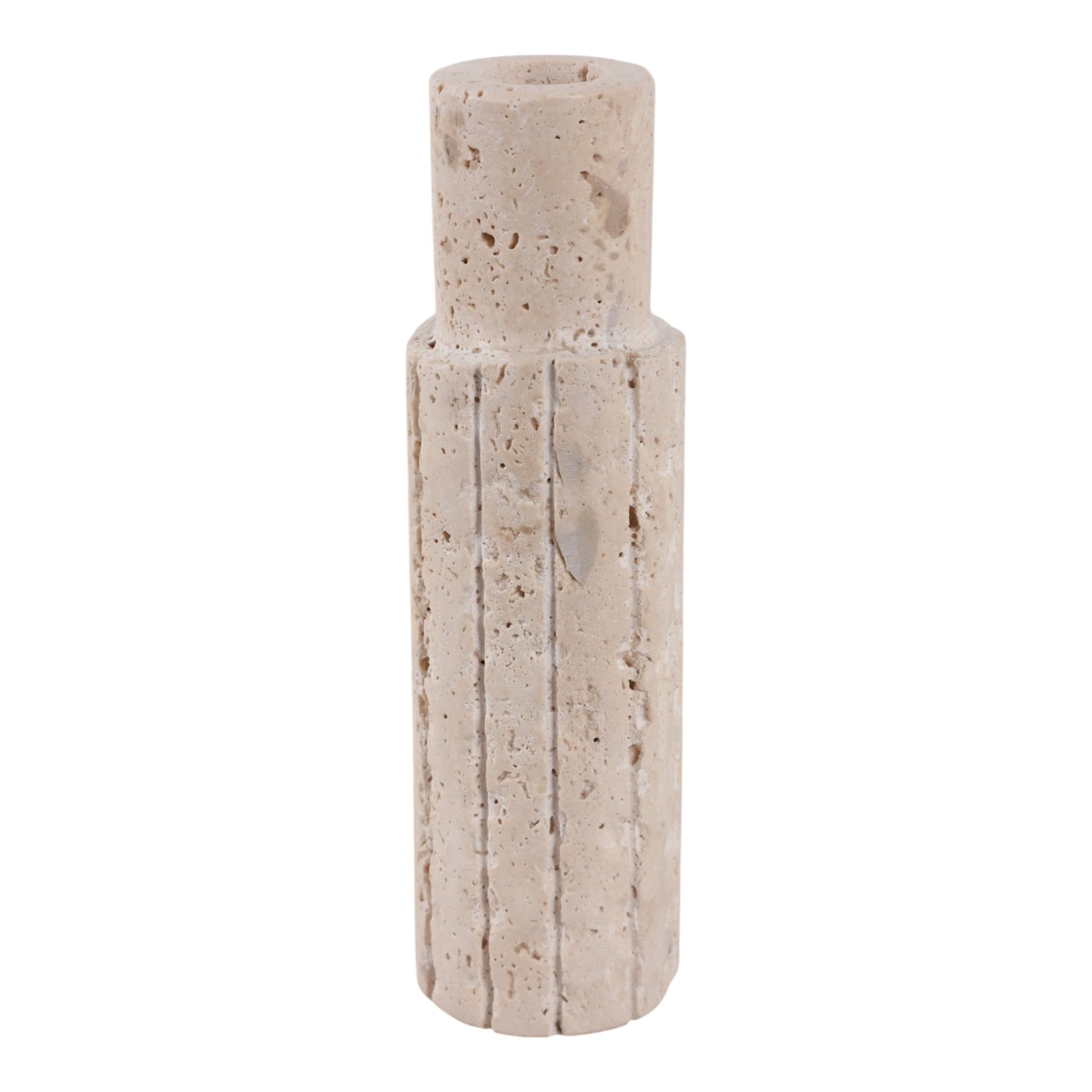 7X2" RAW EDGE TRAVERTINE TAPER HOLDER, TAN Candle Holders| Sagebrook Home