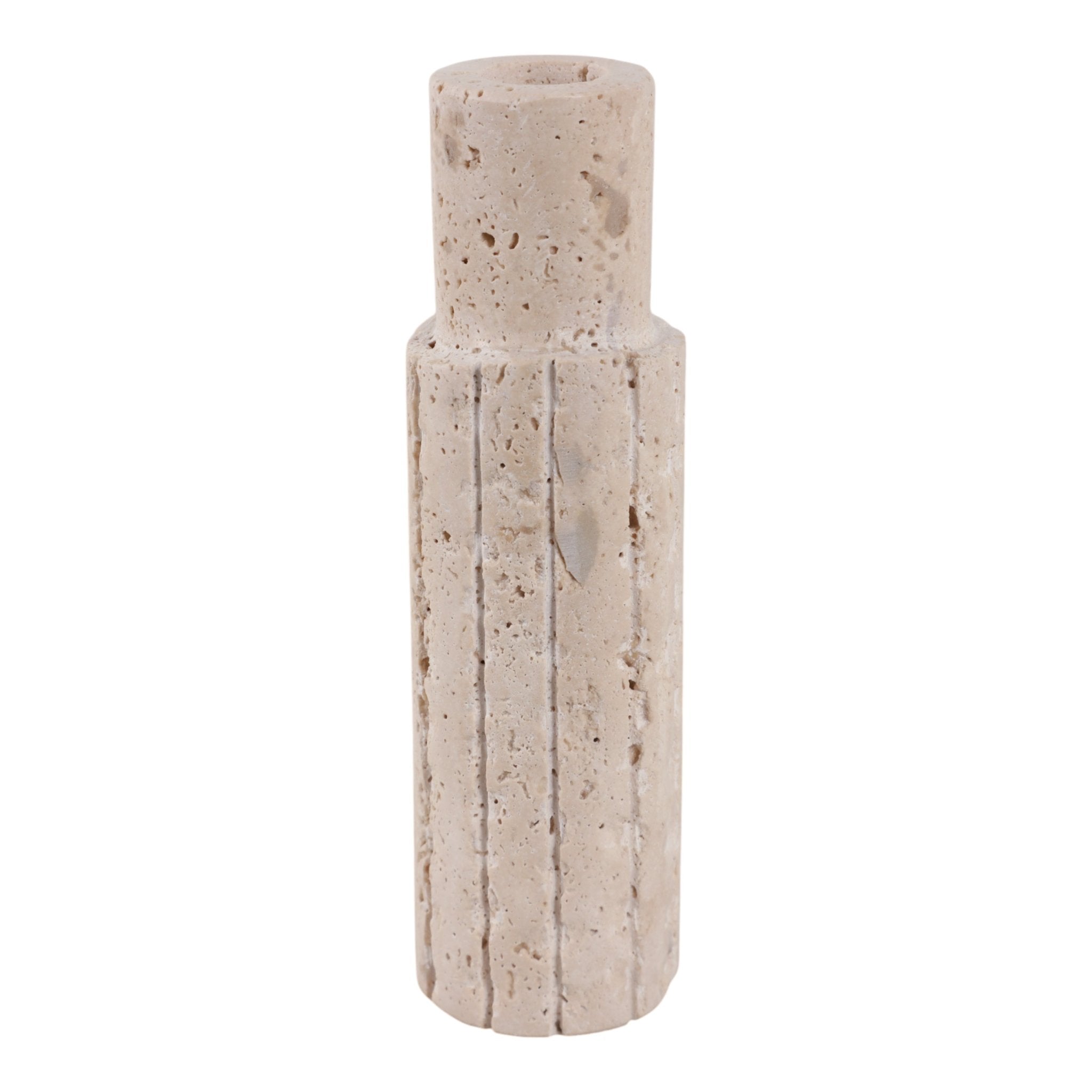 7X2" RAW EDGE TRAVERTINE TAPER HOLDER, TAN Candle Holders| Sagebrook Home