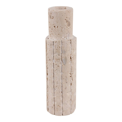 7X2" RAW EDGE TRAVERTINE TAPER HOLDER, TAN - Al Rugaib Furniture
