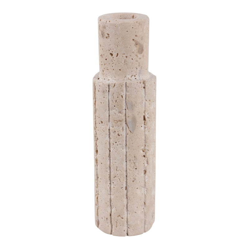 7X2" RAW EDGE TRAVERTINE TAPER HOLDER, TAN - Al Rugaib Furniture