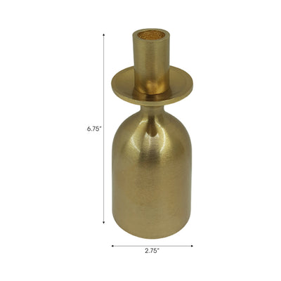 7x3" Wide Base Metal Taper Holder, Gold - Al Rugaib Furniture