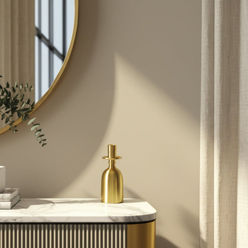 7x3" Wide Base Metal Taper Holder, Gold - Al Rugaib Furniture