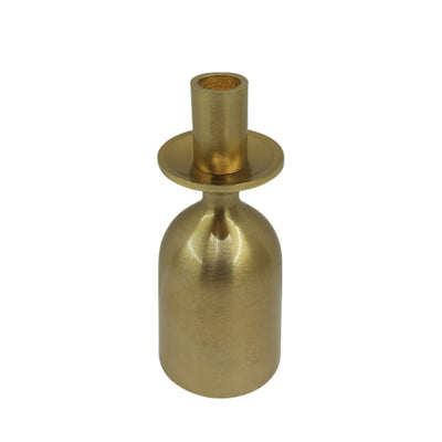 7x3" Wide Base Metal Taper Holder, Gold - Al Rugaib Furniture