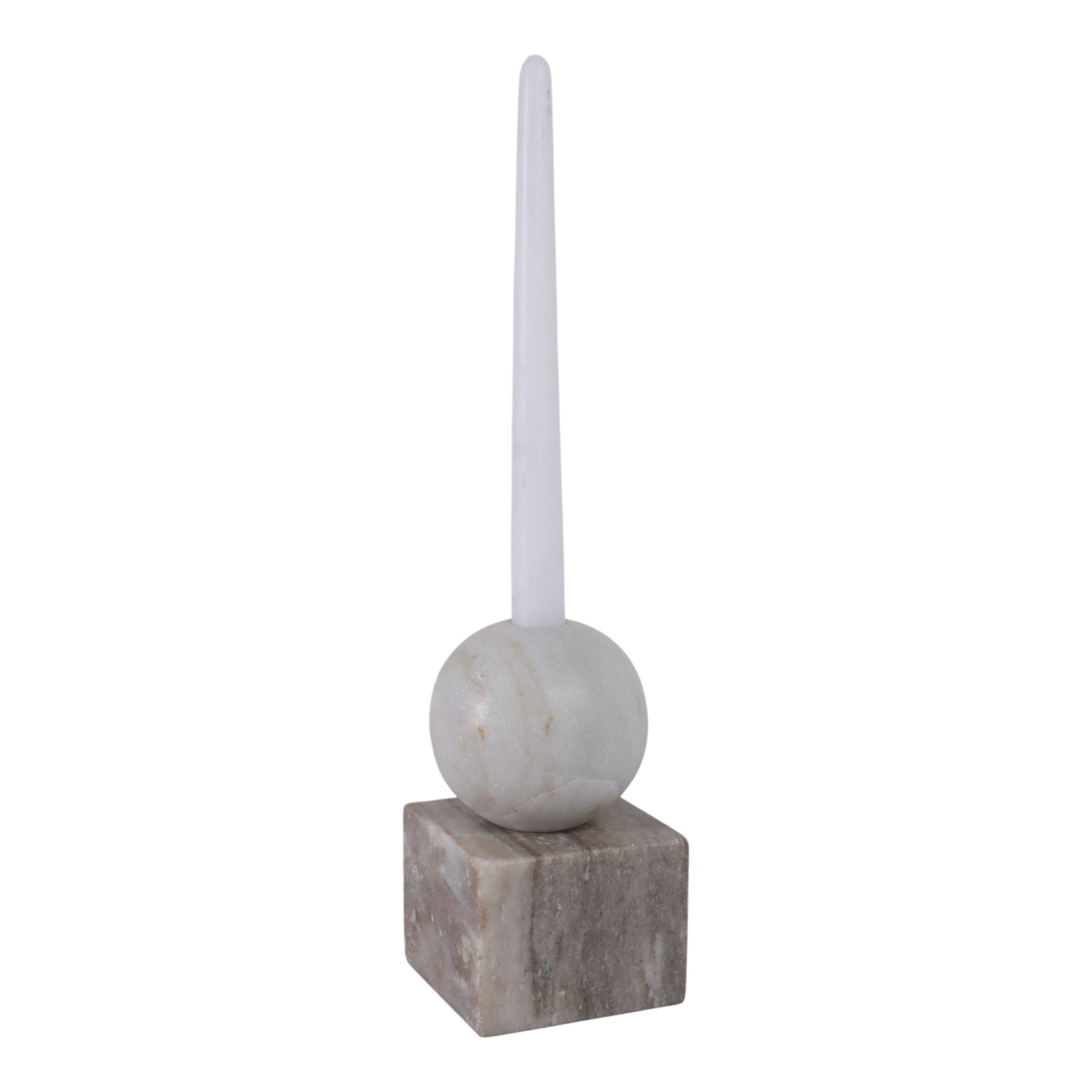 7X4" BALL ON CUBE MARBLE TAPER HOLDER, MULTI Candle Holders| Sagebrook Home