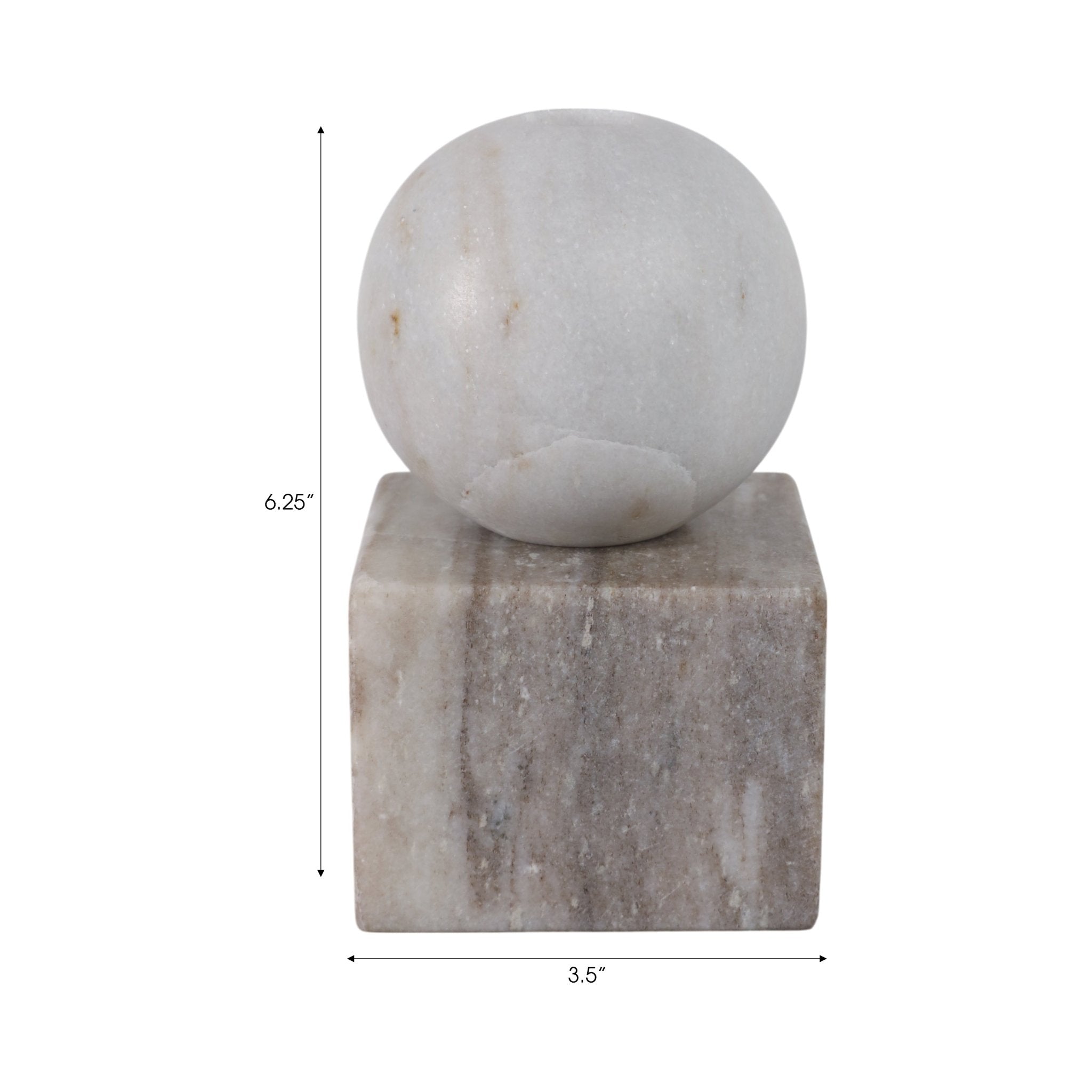 7X4" BALL ON CUBE MARBLE TAPER HOLDER, MULTI Candle Holders| Sagebrook Home