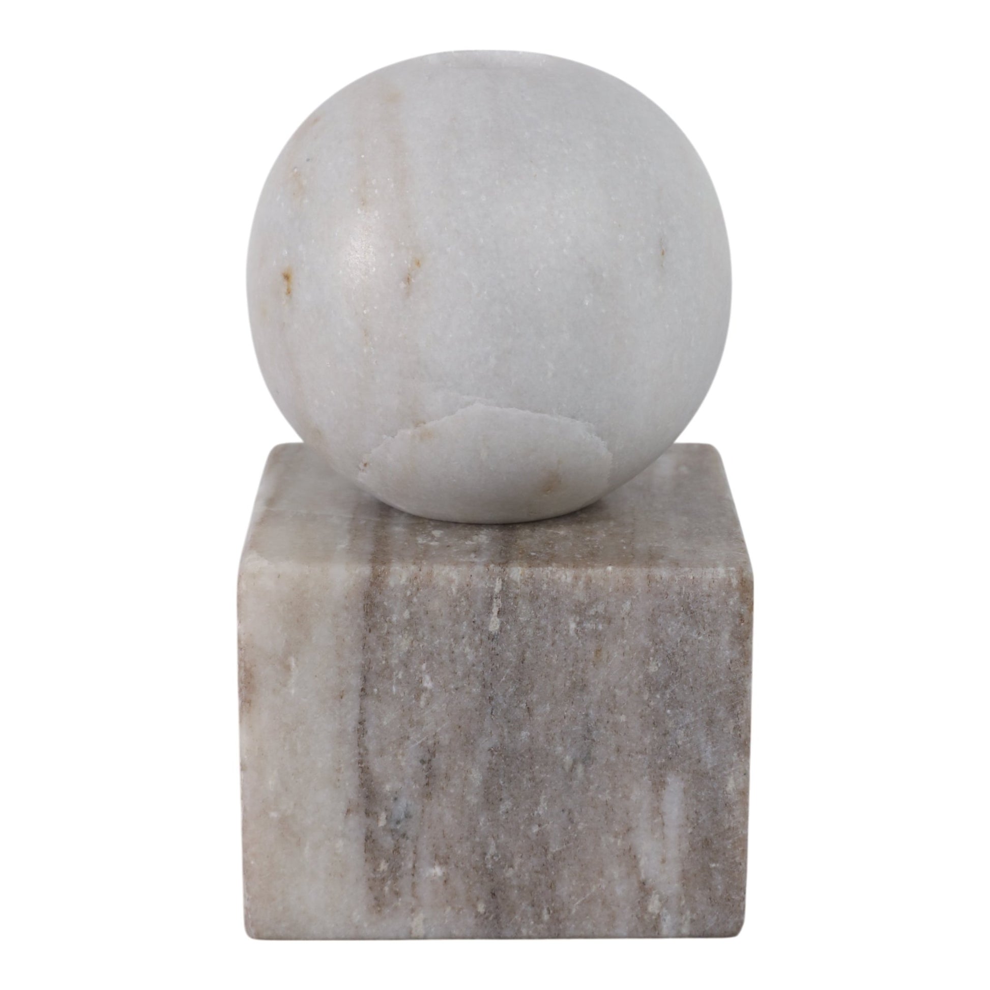 7X4" BALL ON CUBE MARBLE TAPER HOLDER, MULTI Candle Holders| Sagebrook Home
