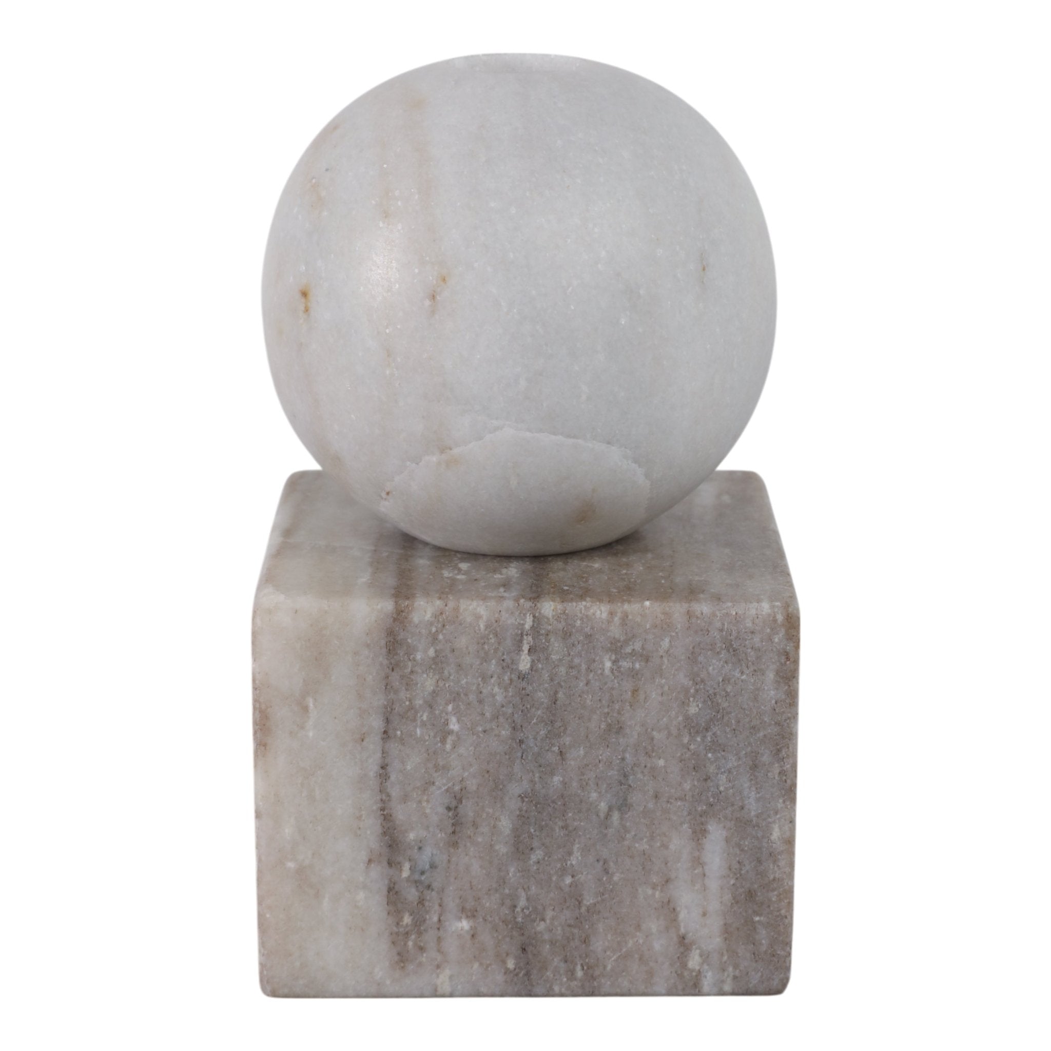7X4" BALL ON CUBE MARBLE TAPER HOLDER, MULTI Candle Holders| Sagebrook Home