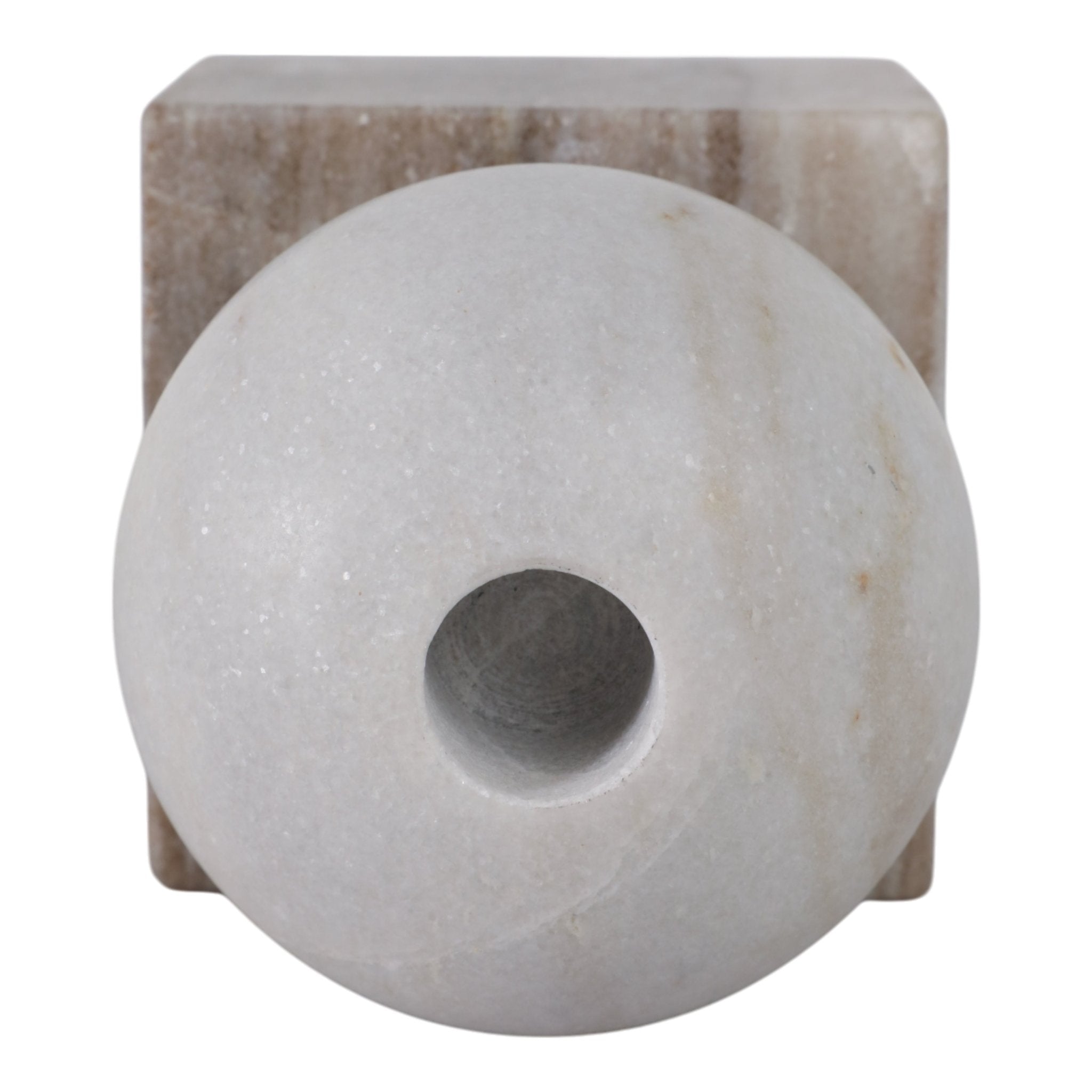 7X4" BALL ON CUBE MARBLE TAPER HOLDER, MULTI Candle Holders| Sagebrook Home