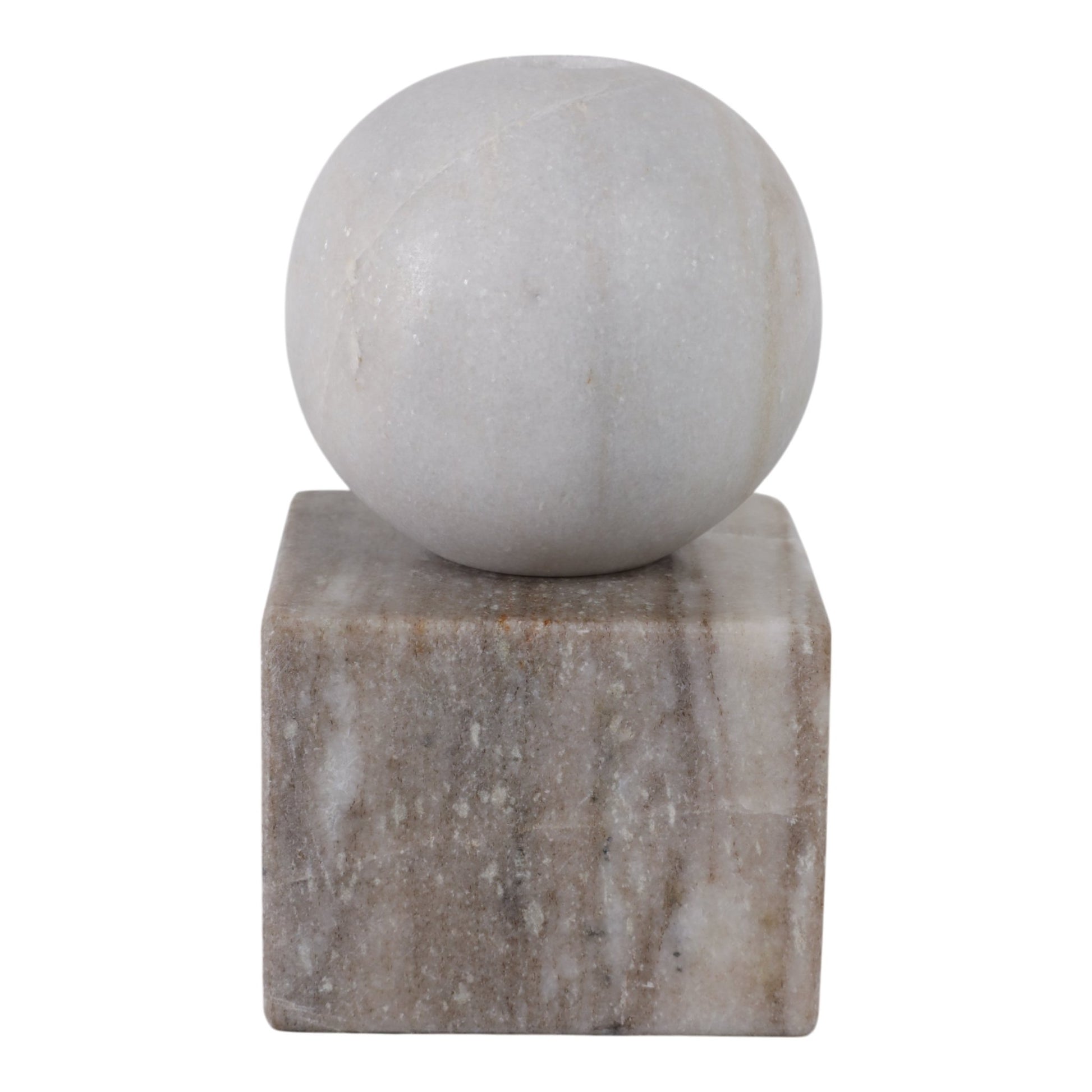 7X4" BALL ON CUBE MARBLE TAPER HOLDER, MULTI Candle Holders| Sagebrook Home