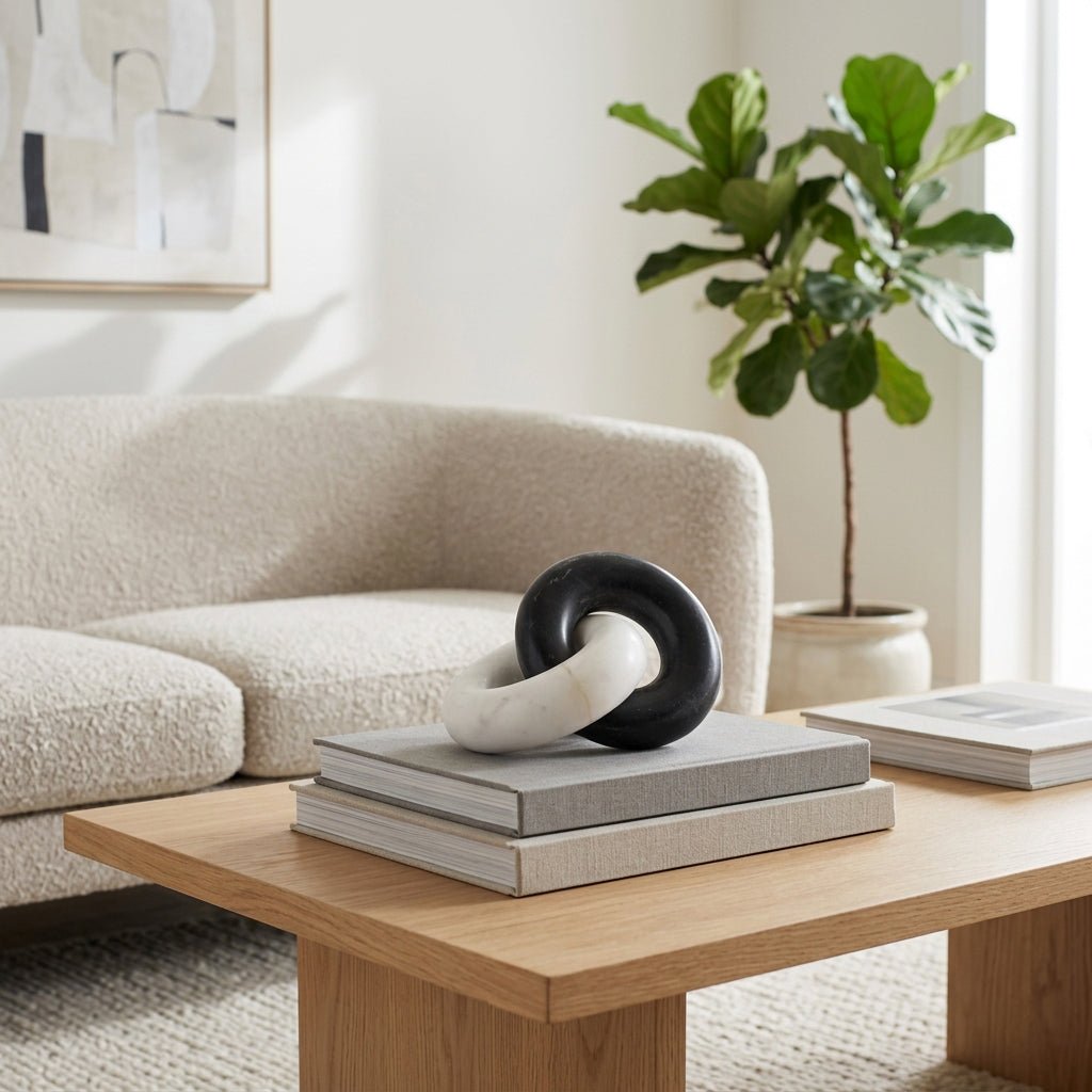 7x4" Double Ring Marble Chain, Black/white Table Decors| Sagebrook Home