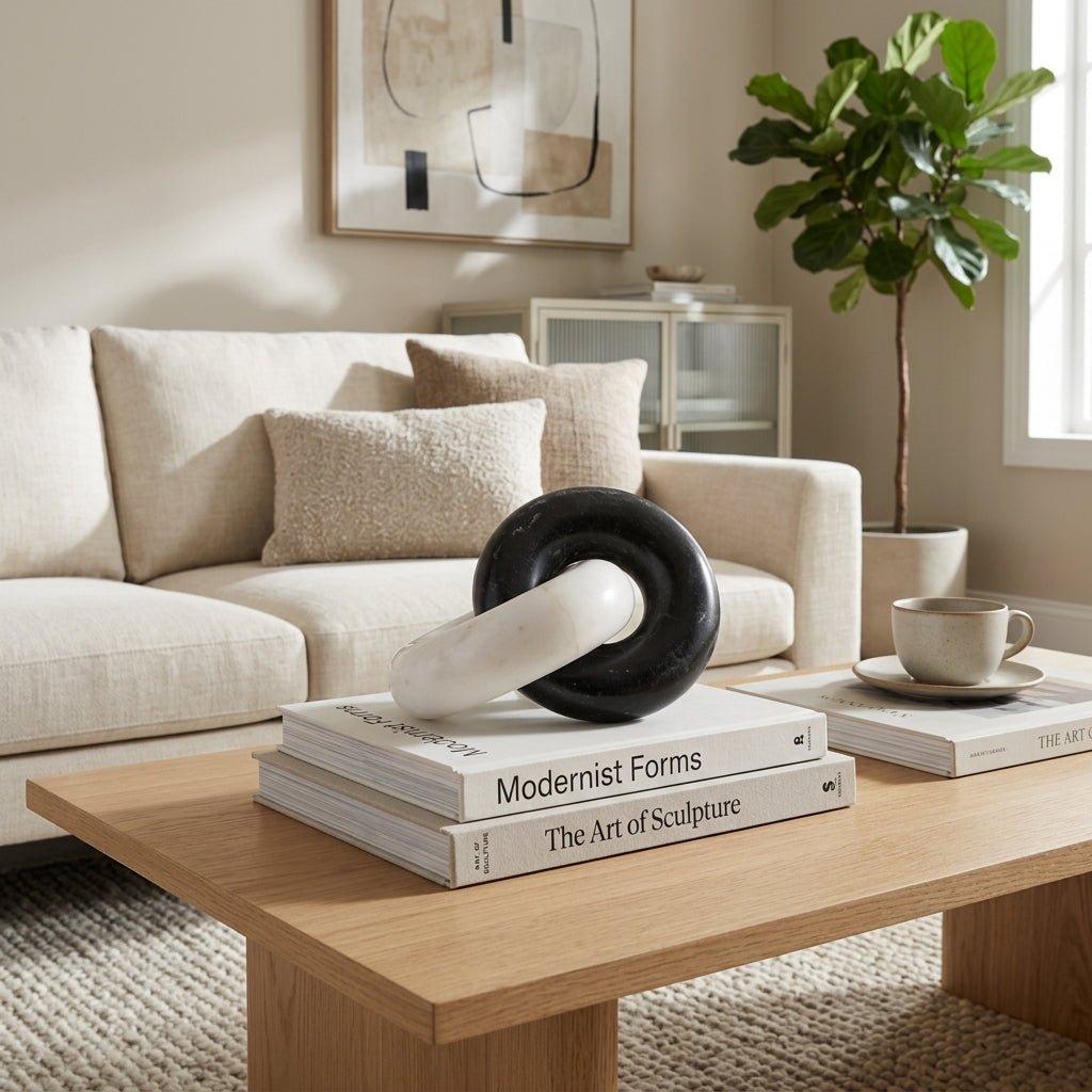 7x4" Double Ring Marble Chain, Black/white Table Decors| Sagebrook Home