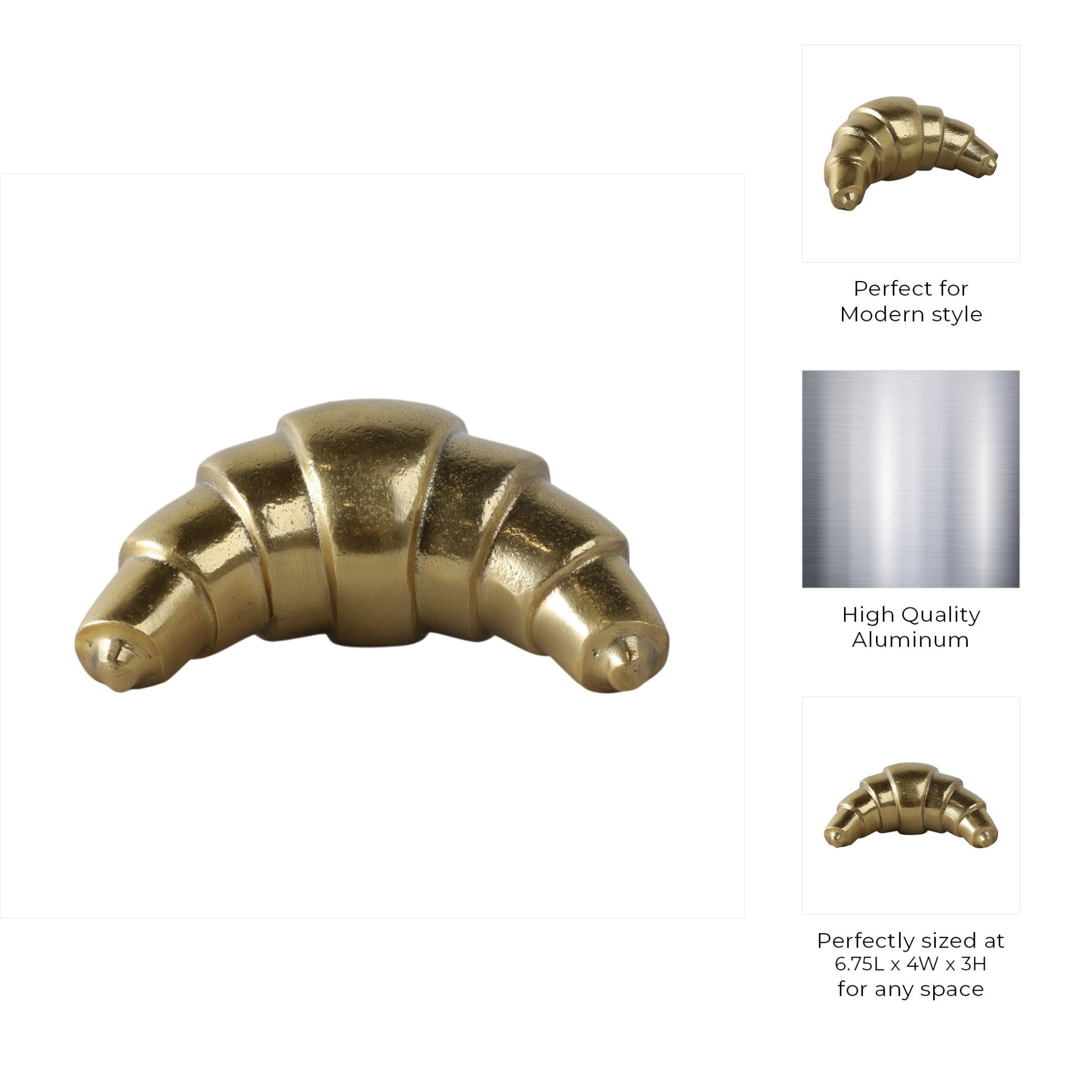 7x4" Metal Croissant, Gold Table Decors| Sagebrook Home