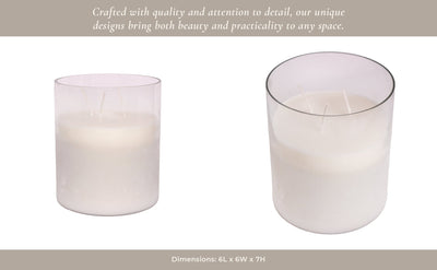 7x6" 65 Oz Jasmine Frosted Glass Candle, Clear - Al Rugaib Furniture
