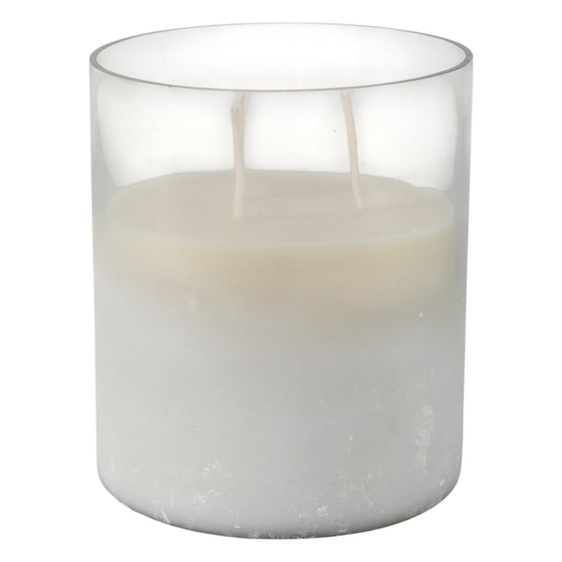 7x6" 65 Oz Jasmine Frosted Glass Candle, Clear - Al Rugaib Furniture