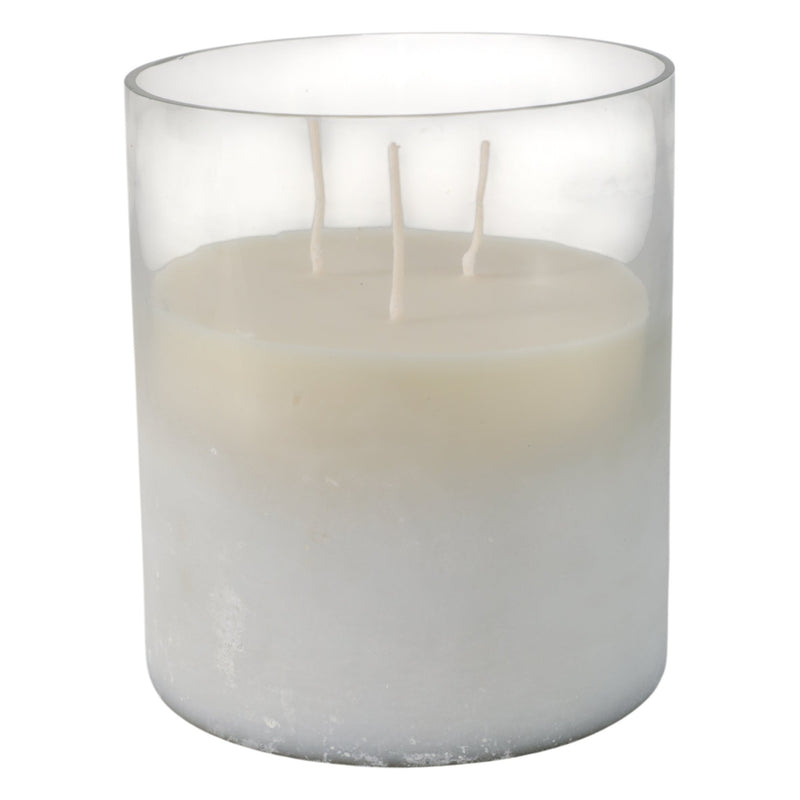 7x6" 65 Oz Jasmine Frosted Glass Candle, Clear - Al Rugaib Furniture