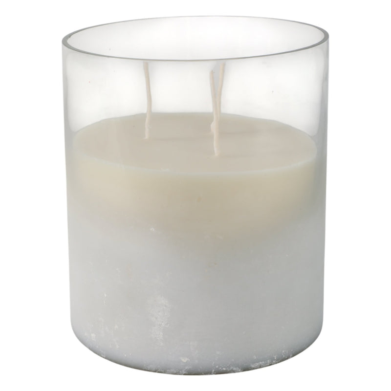 7x6" 65 Oz Jasmine Frosted Glass Candle, Clear - Al Rugaib Furniture