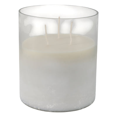 7x6" 65 Oz Jasmine Frosted Glass Candle, Clear - Al Rugaib Furniture