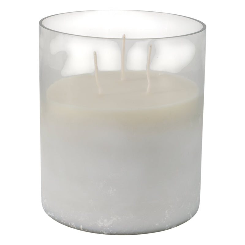 7x6" 65 Oz Jasmine Frosted Glass Candle, Clear - Al Rugaib Furniture