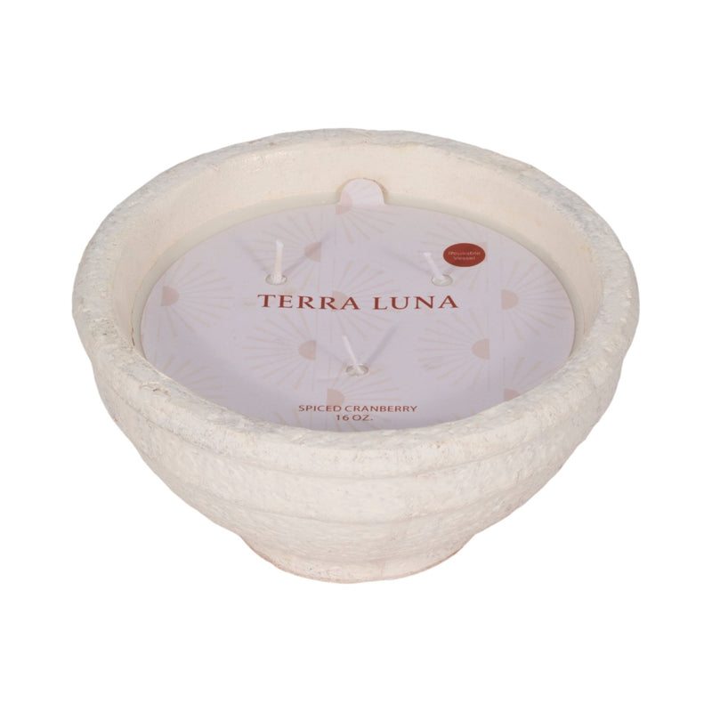 8" 16 Oz Spiced Cranberry Bowl Candle, White - Al Rugaib Furniture