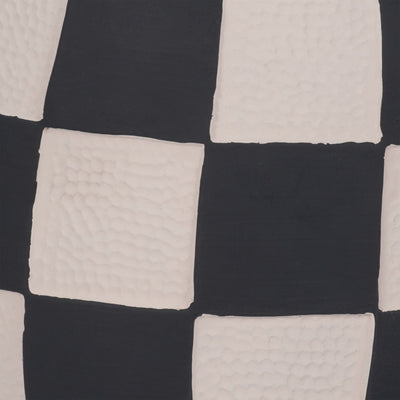 8" Checkerboard Rounded Planter, Black/white - Al Rugaib Furniture