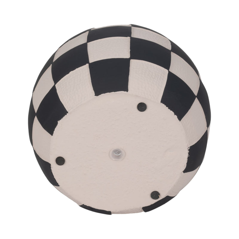 8" Checkerboard Rounded Planter, Black/white - Al Rugaib Furniture