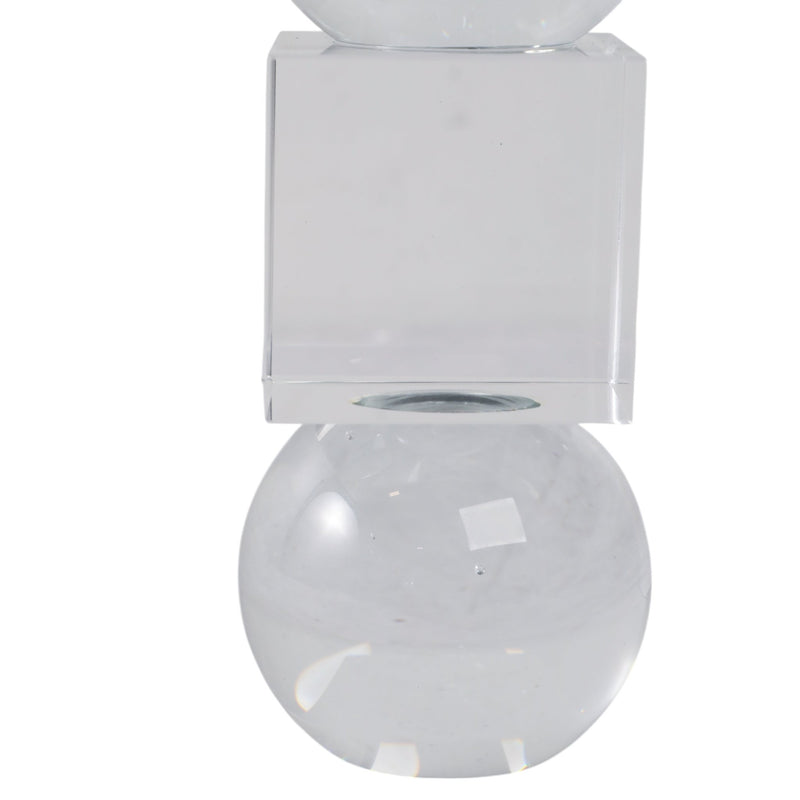8" Crystal Orbs & Blocks Taper Candleholder, Clear - Al Rugaib Furniture