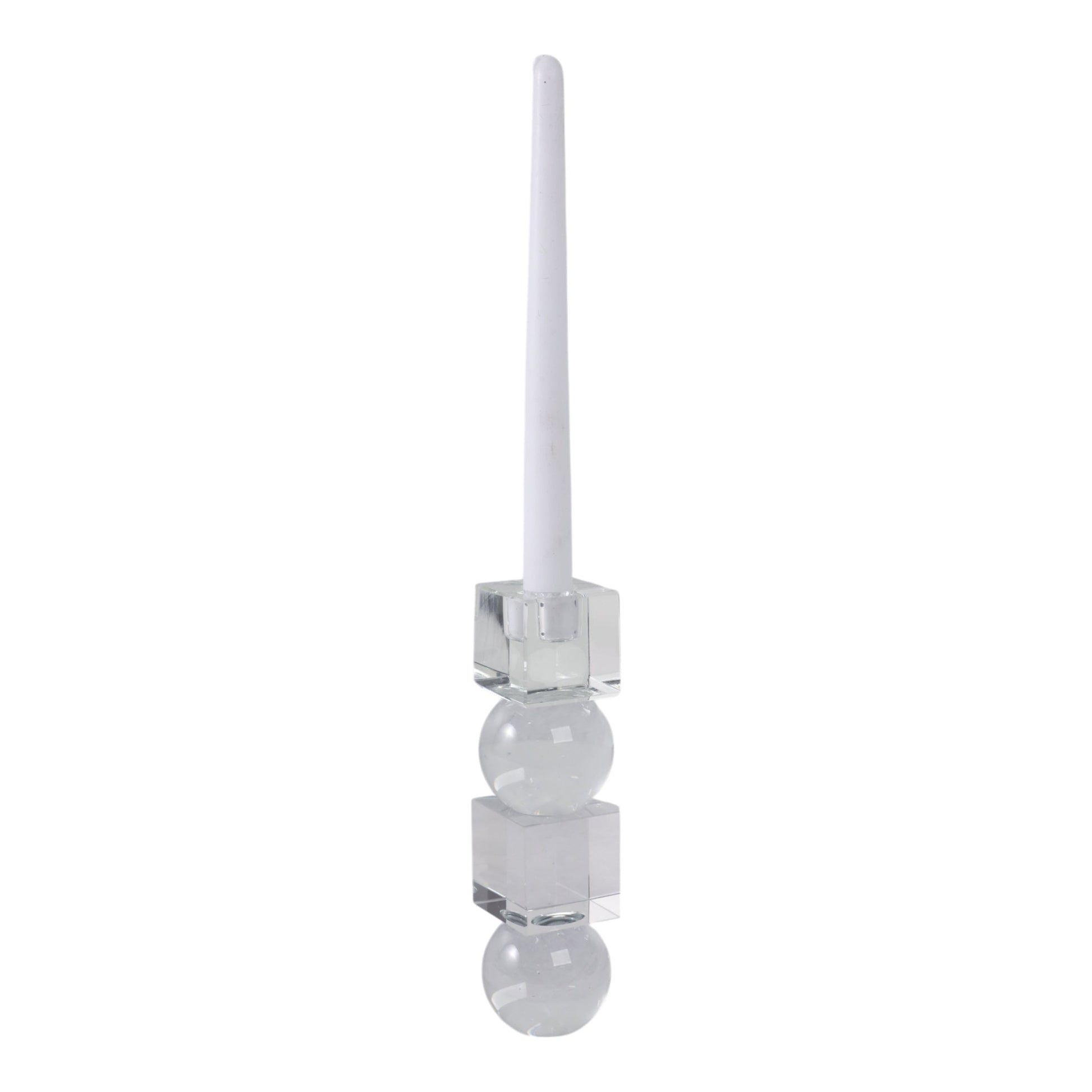 8" Crystal Orbs & Blocks Taper Candleholder, Clear Candle Holders| Sagebrook Home