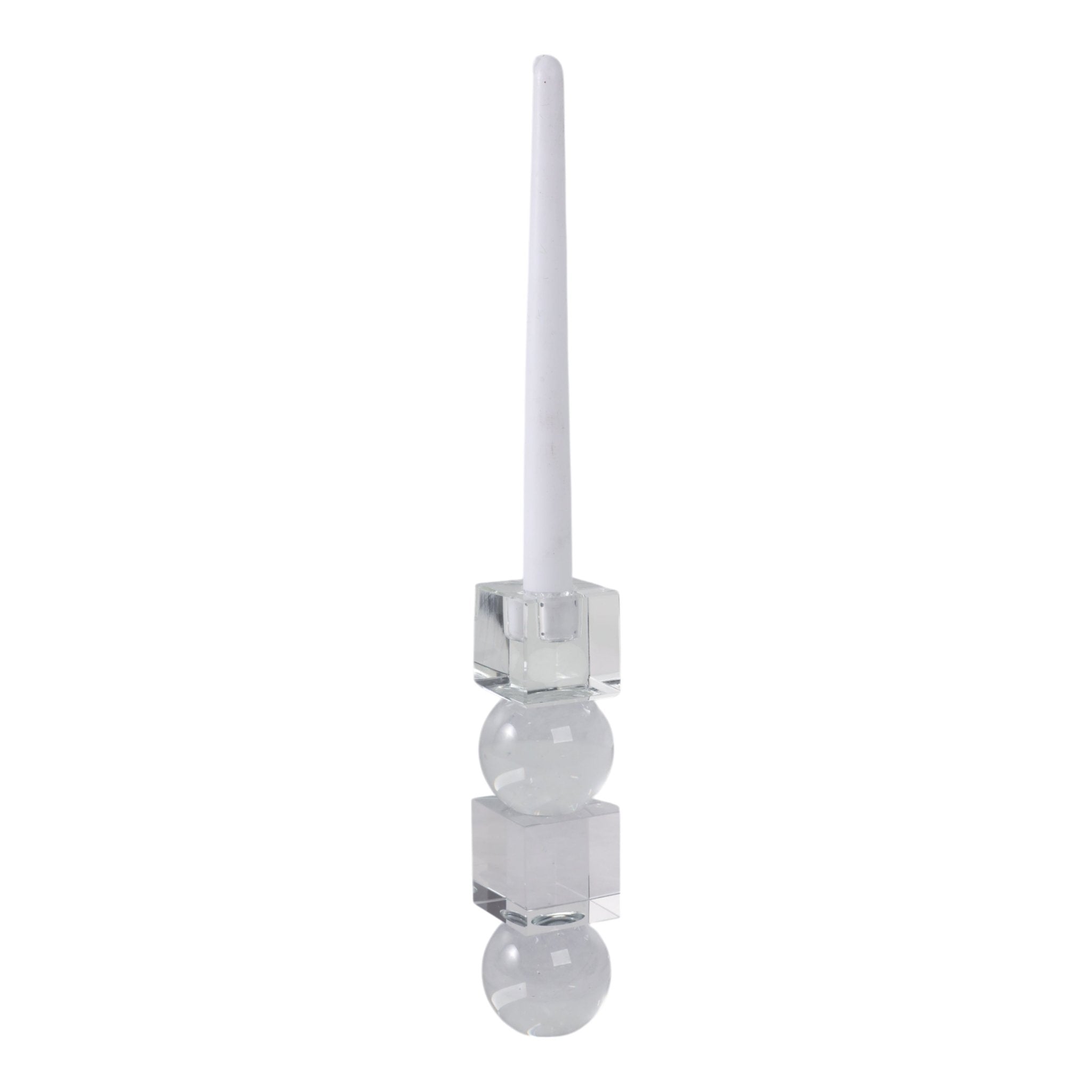 8" Crystal Orbs & Blocks Taper Candleholder, Clear Candle Holders| Sagebrook Home