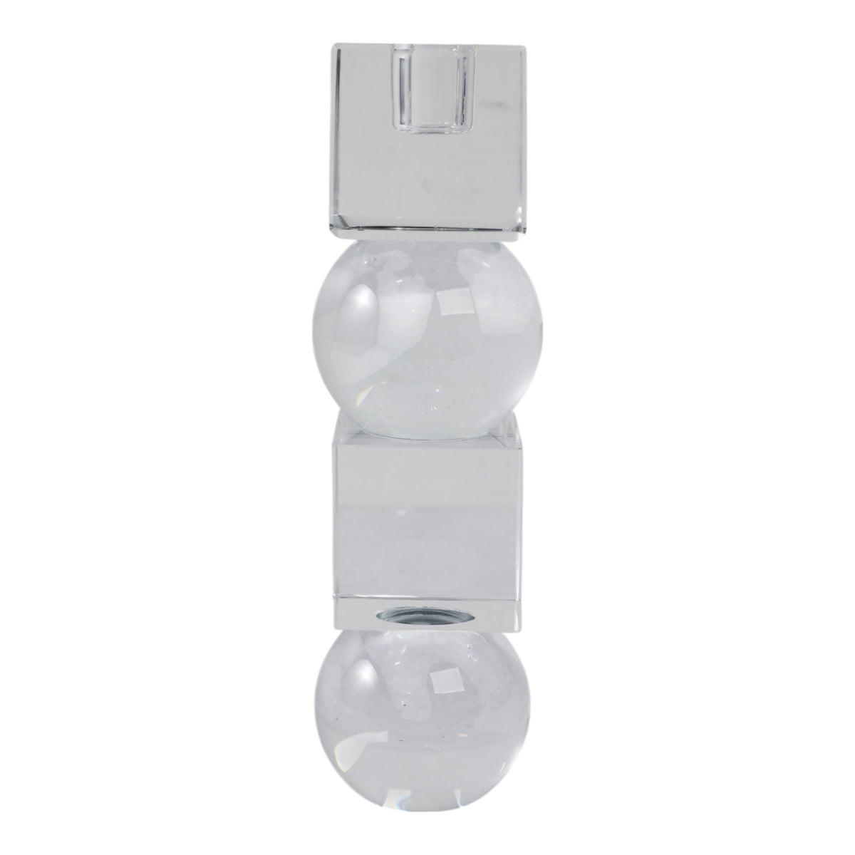 8" Crystal Orbs & Blocks Taper Candleholder, Clear Candle Holders| Sagebrook Home