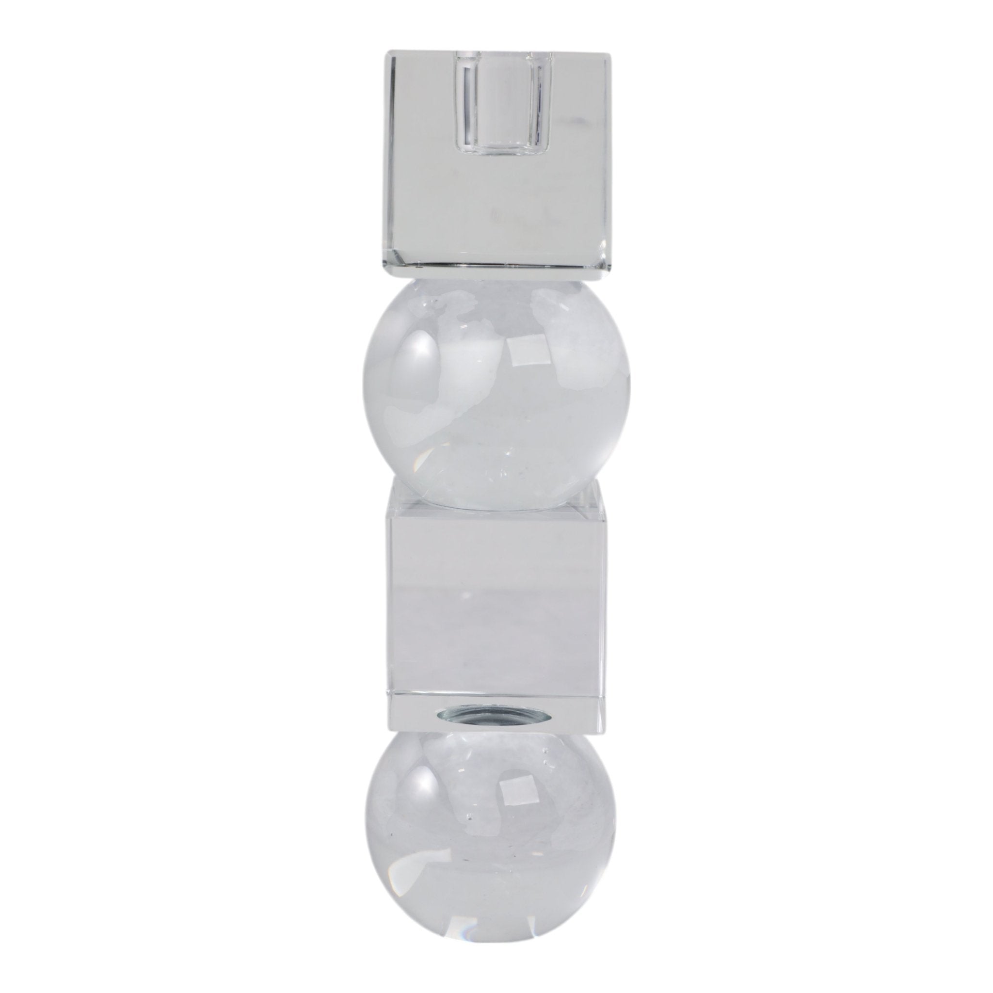 8" Crystal Orbs & Blocks Taper Candleholder, Clear Candle Holders| Sagebrook Home