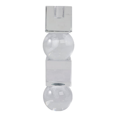 8" Crystal Orbs & Blocks Taper Candleholder, Clear - Al Rugaib Furniture