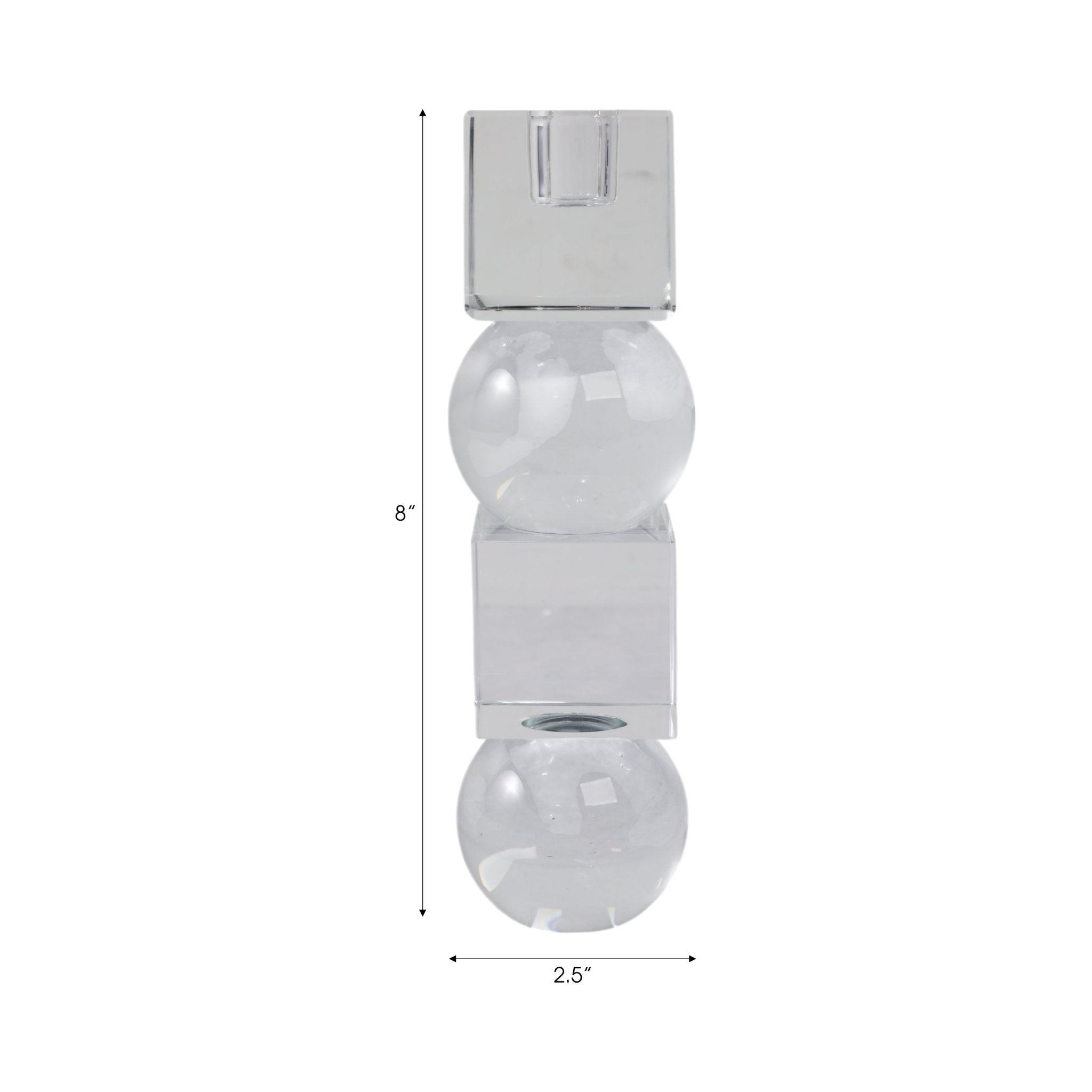 8" Crystal Orbs & Blocks Taper Candleholder, Clear Candle Holders| Sagebrook Home