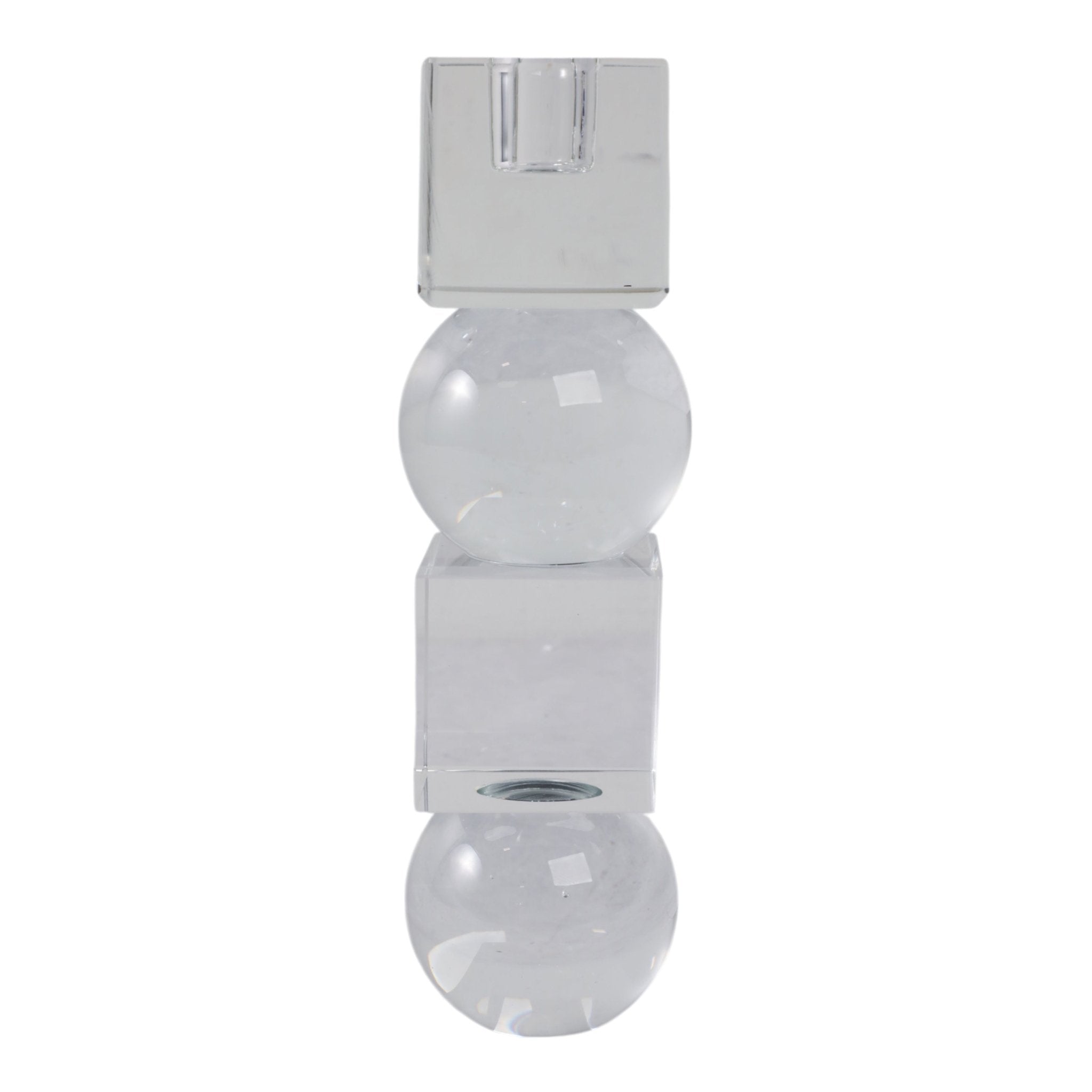 8" Crystal Orbs & Blocks Taper Candleholder, Clear Candle Holders| Sagebrook Home