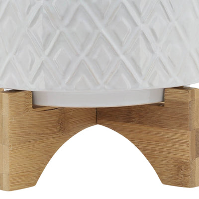 8" DIAMOND PLANTER W/ STAND, WHITE - Al Rugaib Furniture