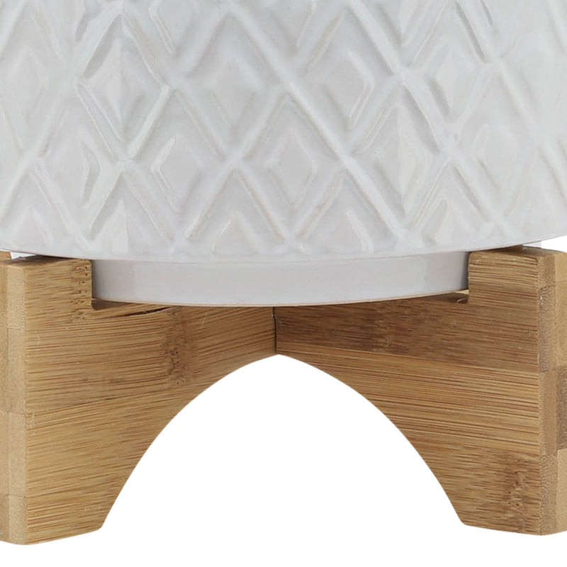 8" DIAMOND PLANTER W/ STAND, WHITE - Al Rugaib Furniture