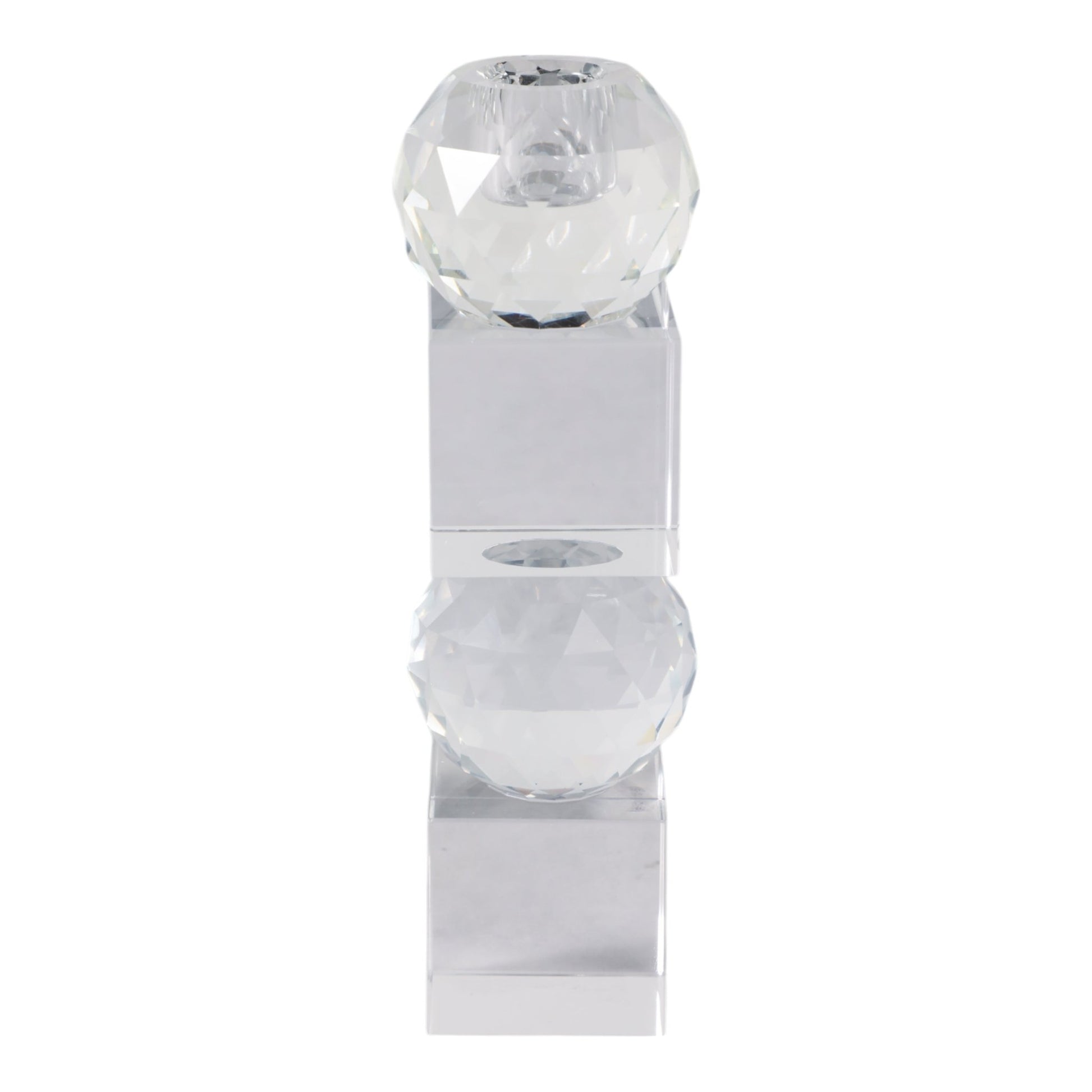 8" FACETED CRYSTAL ORBS CRYSTAL TAPERHOLDER, CLEAR Candle Holders| Sagebrook Home