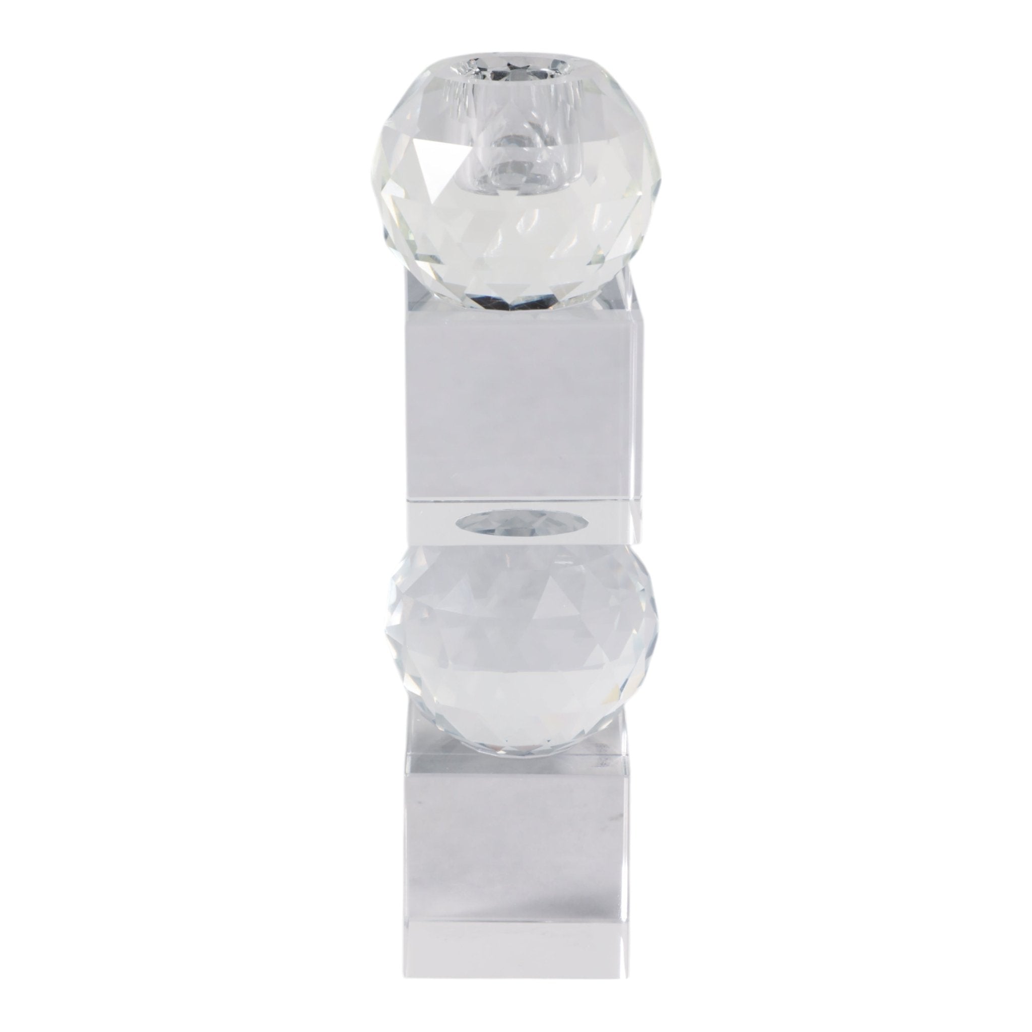 8" FACETED CRYSTAL ORBS CRYSTAL TAPERHOLDER, CLEAR Candle Holders| Sagebrook Home