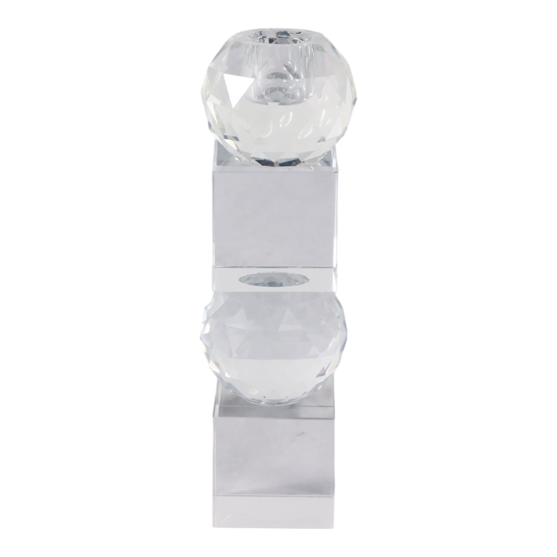 8" FACETED CRYSTAL ORBS CRYSTAL TAPERHOLDER, CLEAR Candle Holders| Sagebrook Home