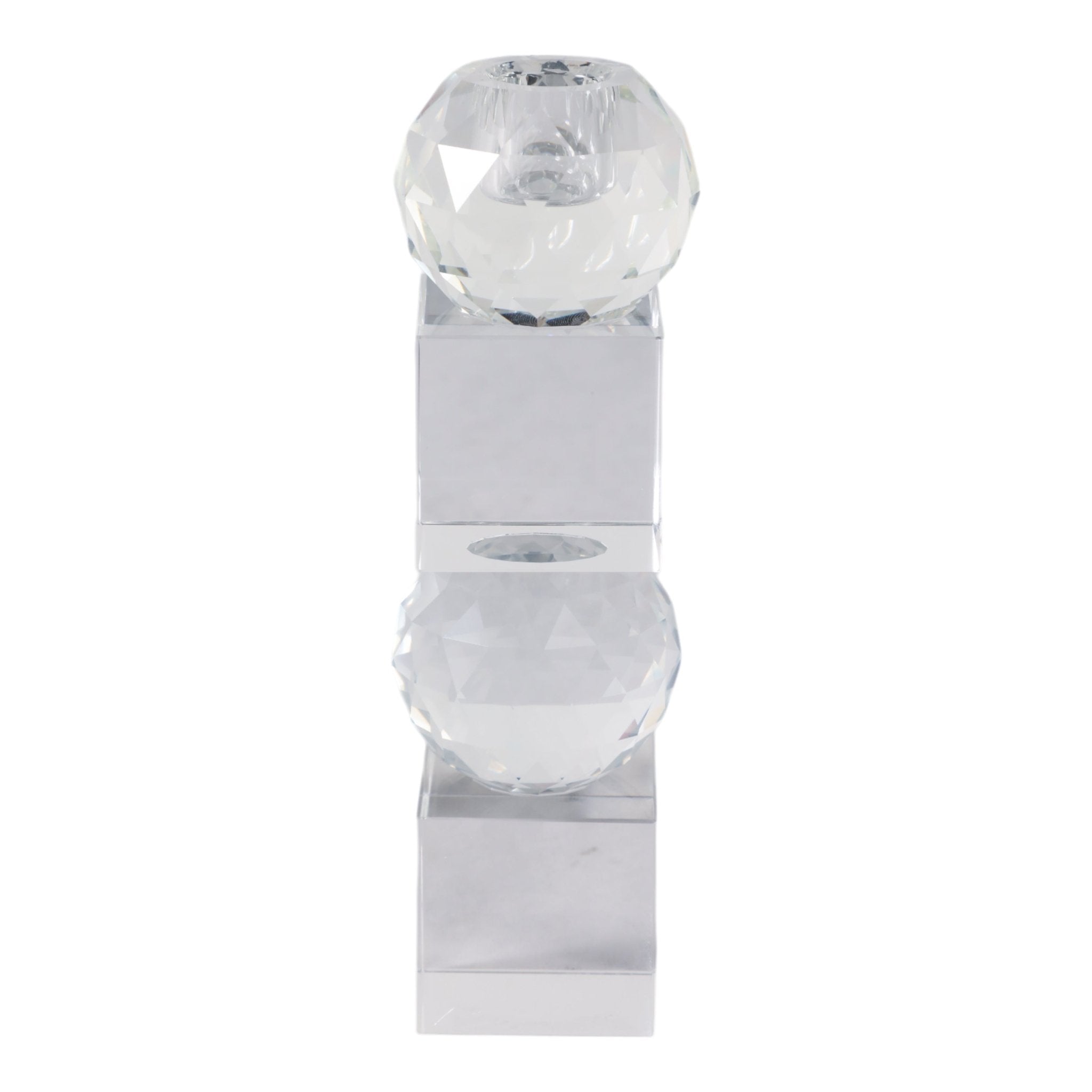 8" FACETED CRYSTAL ORBS CRYSTAL TAPERHOLDER, CLEAR Candle Holders| Sagebrook Home