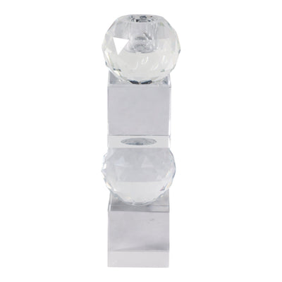 8" FACETED CRYSTAL ORBS CRYSTAL TAPERHOLDER, CLEAR - Al Rugaib Furniture