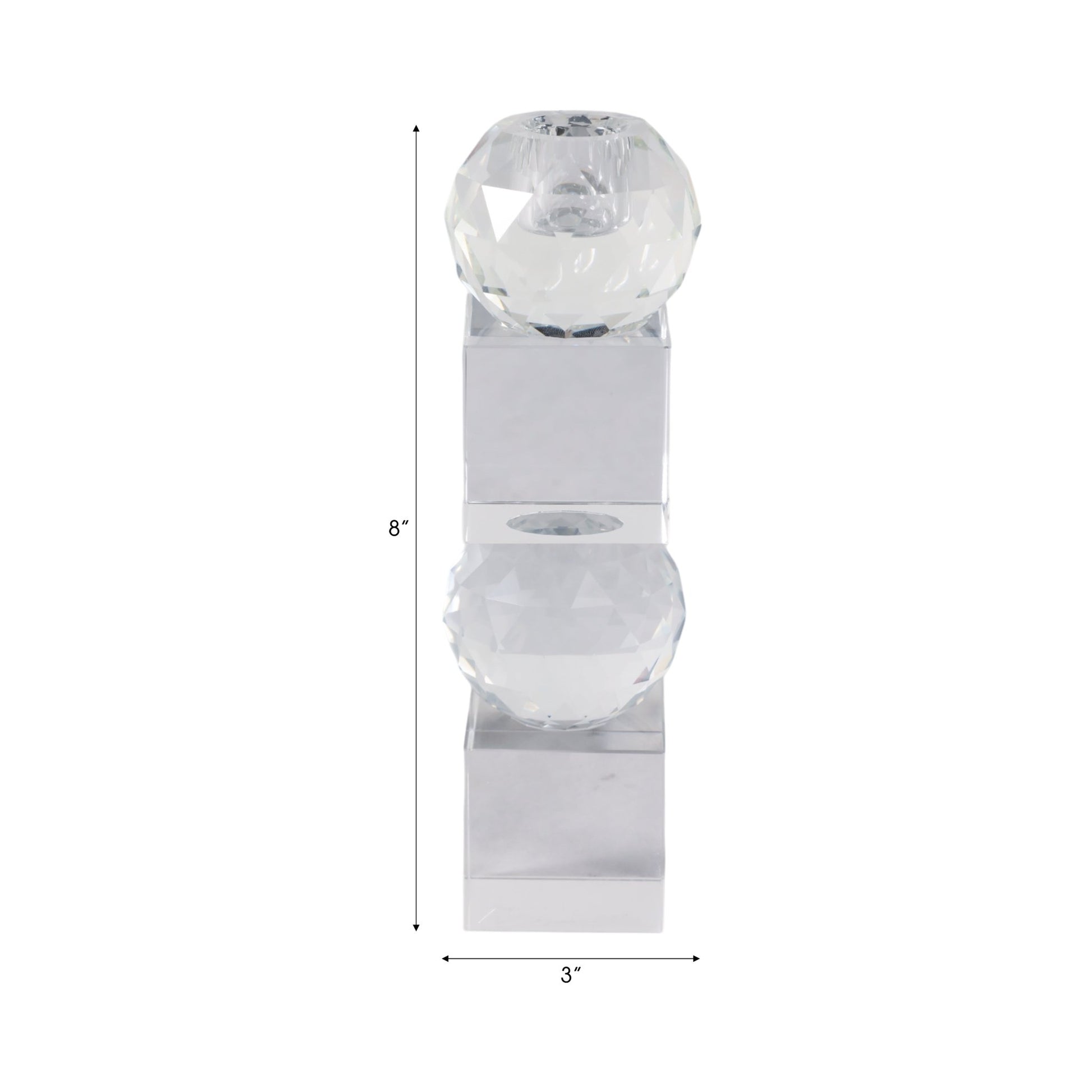 8" FACETED CRYSTAL ORBS CRYSTAL TAPERHOLDER, CLEAR Candle Holders| Sagebrook Home