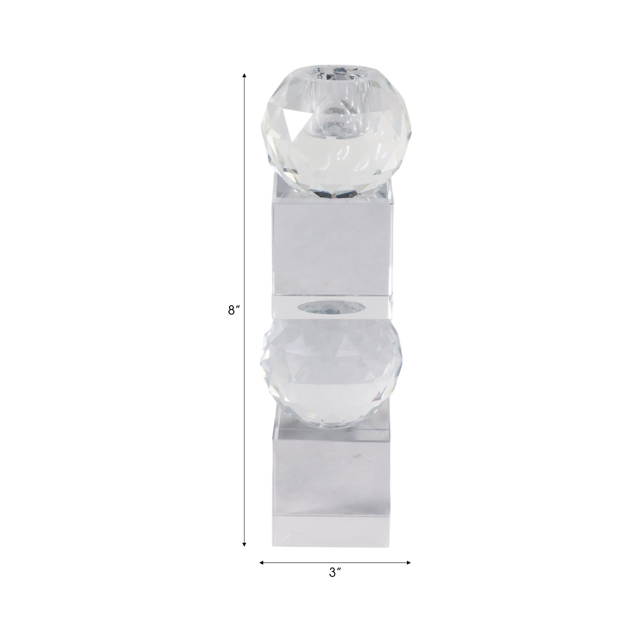 8" FACETED CRYSTAL ORBS CRYSTAL TAPERHOLDER, CLEAR Candle Holders| Sagebrook Home
