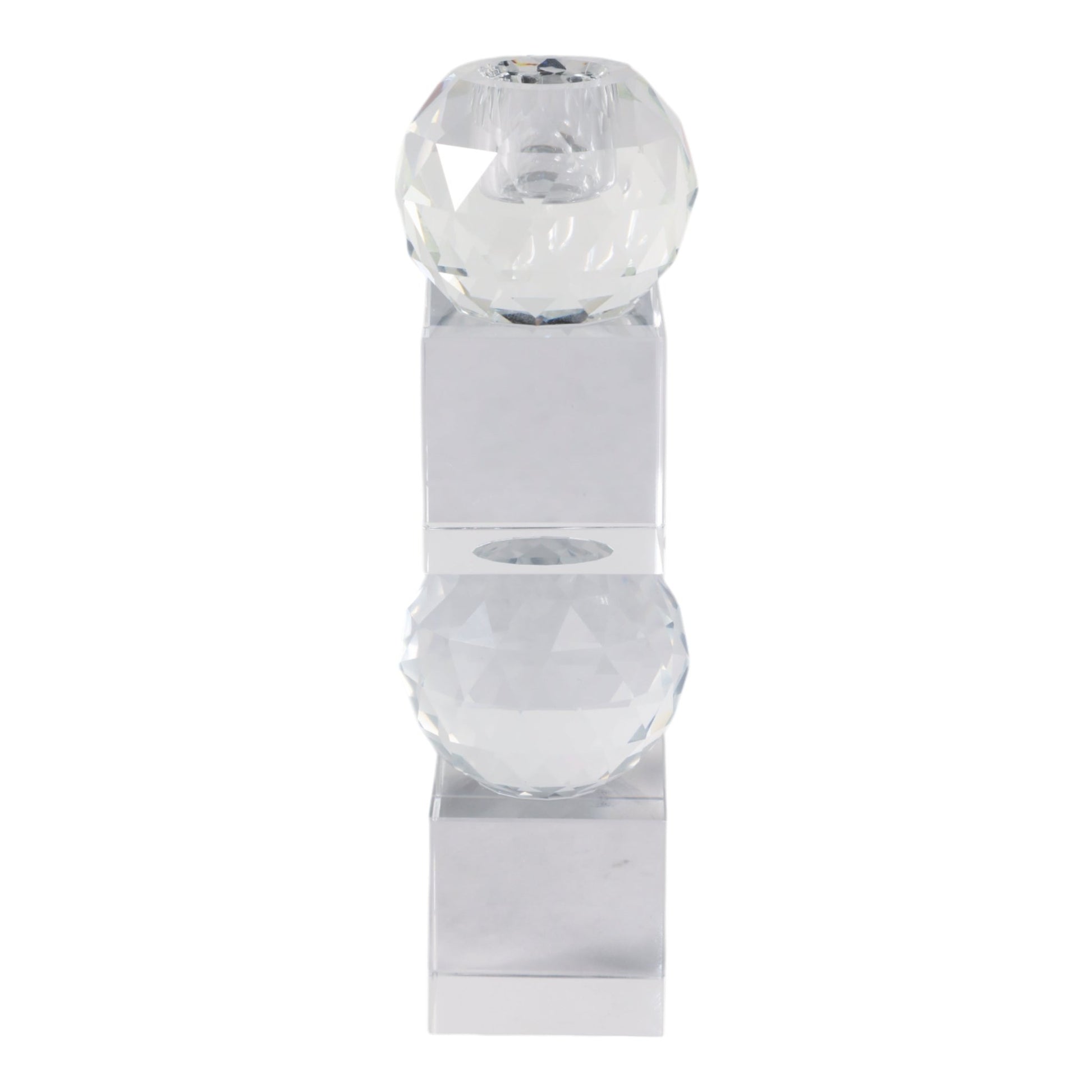 8" FACETED CRYSTAL ORBS CRYSTAL TAPERHOLDER, CLEAR Candle Holders| Sagebrook Home