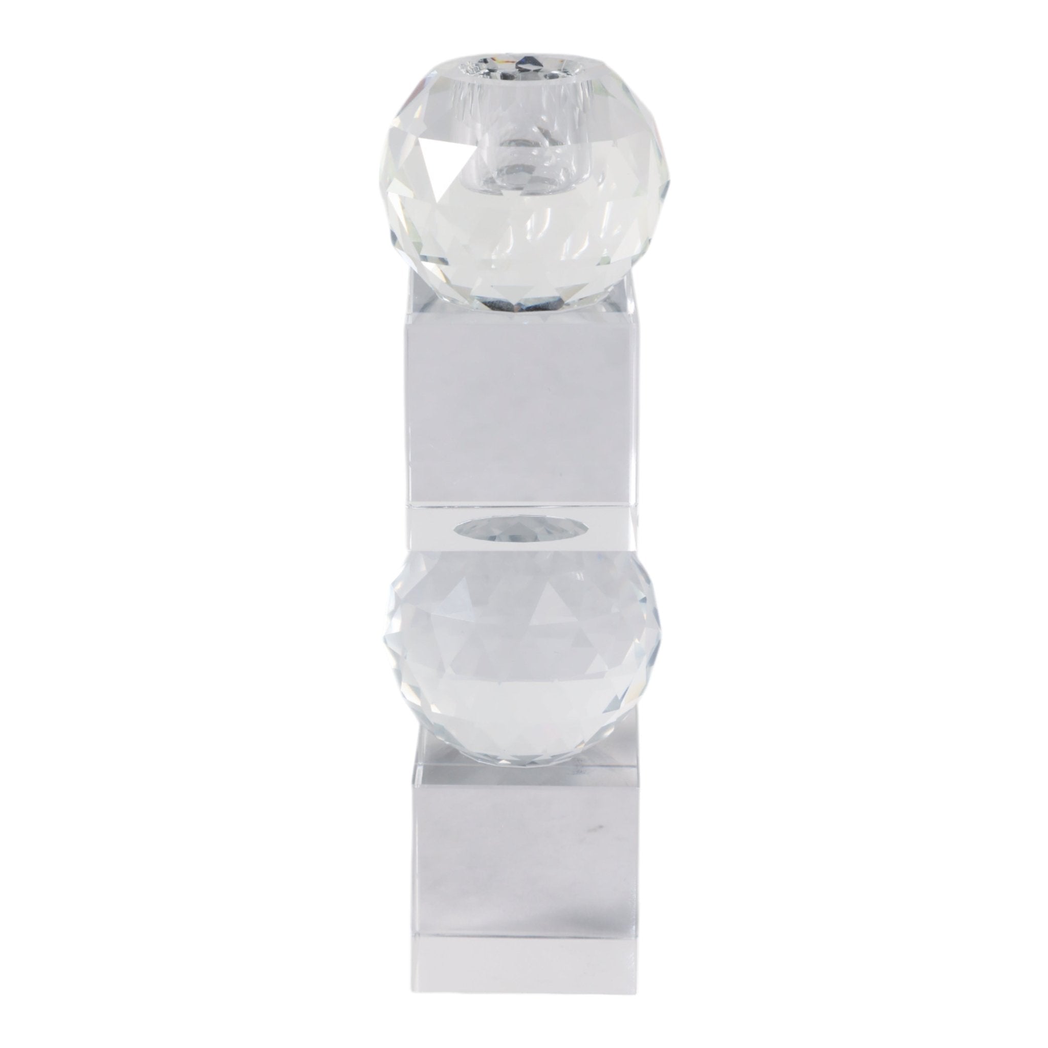 8" FACETED CRYSTAL ORBS CRYSTAL TAPERHOLDER, CLEAR Candle Holders| Sagebrook Home
