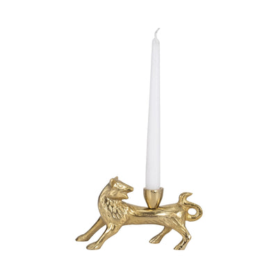 8" Fox Taper Candle Holder, Gold - Al Rugaib Furniture