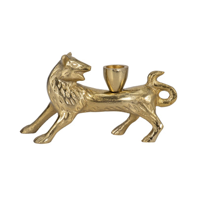 8" Fox Taper Candle Holder, Gold - Al Rugaib Furniture