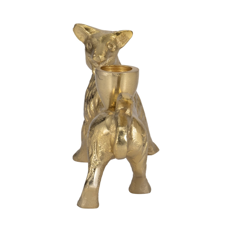 8" Fox Taper Candle Holder, Gold - Al Rugaib Furniture
